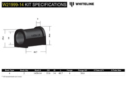 Whiteline 7 x 14 x 20 cm / Measure bar size, use with universal saddle Uinversal Sway Bar Mount - Bushing Kit 14mm Autofit