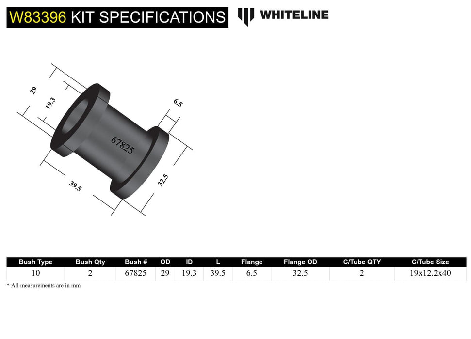 Whiteline 7 x 14 x 20 cm Panhard Rod - Bushing Kit to Suit Suzuki Jimny and Sierra Autofit