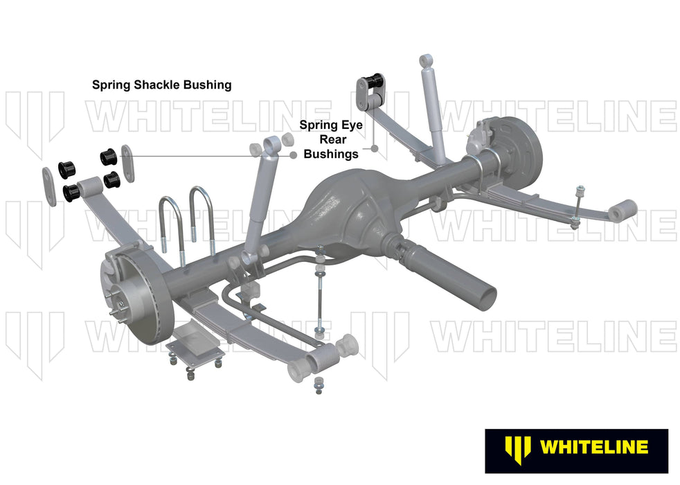 Whiteline 7 x 14 x 20 cm Rear Leaf Spring - Rear Eye and Shackle Bushing Kit to Suit Mazda 929 and Nissan 200B, Bluebird Autofit