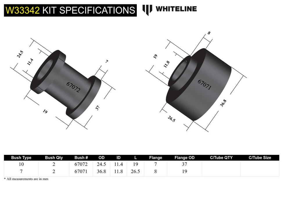 Whiteline 7 x 14 x 20 cm Rear Shock Absorber - Upper Bushing Kit to Suit Toyota Prado 120 Series and 4Runner GRN210 Autofit