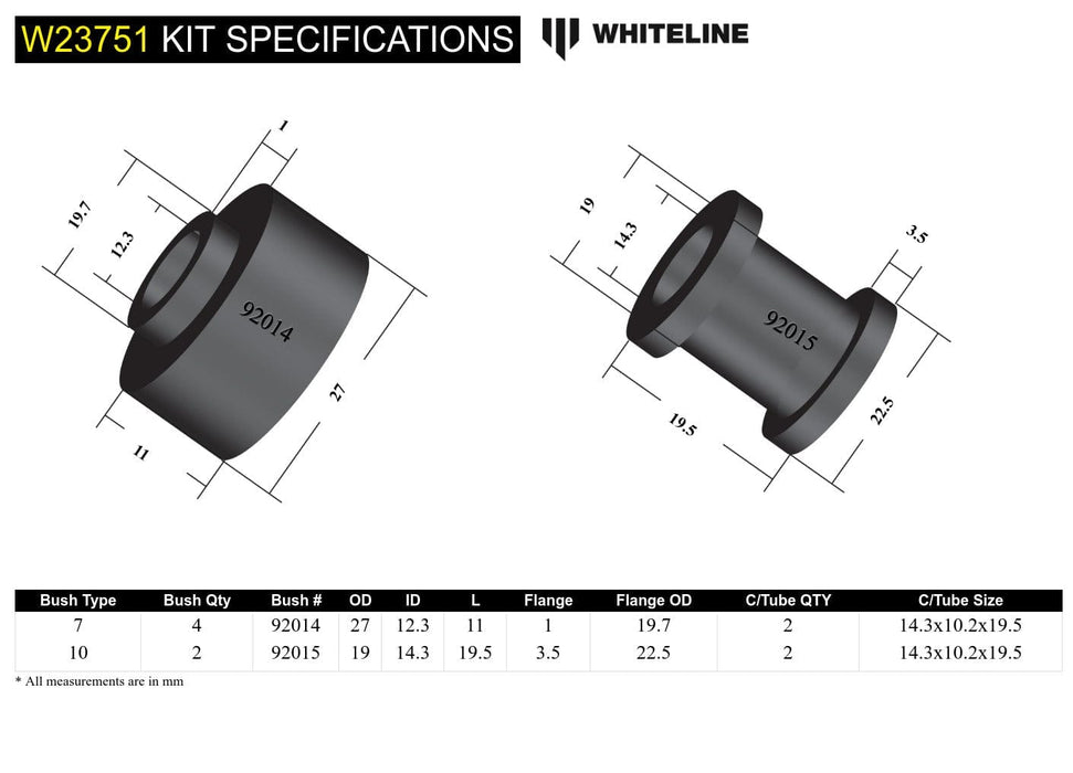 Whiteline 7 x 14 x 20 cm Rear Sway Bar Link - Bushing Kit to Suit Ford Falcon/Fairlane BA-FGX, Territory SX-SZ and FPV Autofit