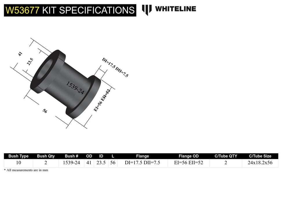 Whiteline 7 x 14 x 20 cm / Standard Alignment - round bushing design Front Control Arm Lower - Inner Rear Bushing Kit to Suit Honda Civic, CR-X and Integra DC2 Autofit