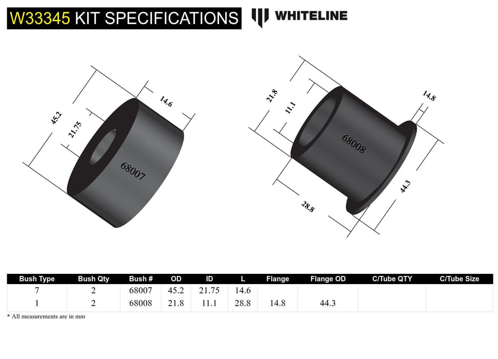 Whiteline 7 x 14 x 20 cm / Suits OEM shock absorber Front Shock Absorber - Upper Bushing Kit to Suit Jeep Wrangler JK Autofit