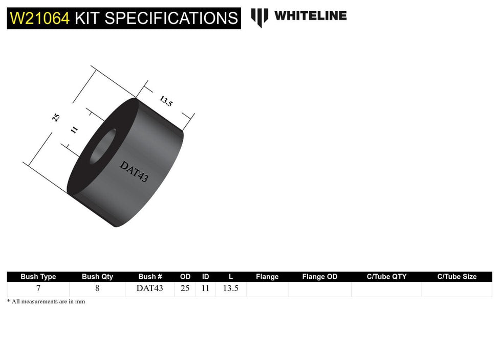 Whiteline 7 x 14 x 20 cm Sway Bar Link - Bushing Kit to Suit Various Nissan Applications Autofit