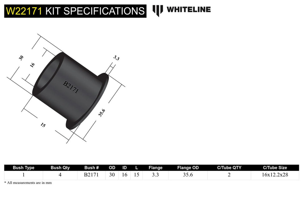 Whiteline 7 x 14 x 20 cm Sway Bar Link - Upper Bushing Kit to Suit Ford F100, F250, F350 and Bronco Autofit