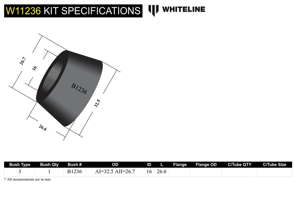 Whiteline 7 x 14 x 20 cm / To draglink Front Steering Idler Arm - Pin Bushing Kit to Suit Chrysler Valiant Autofit