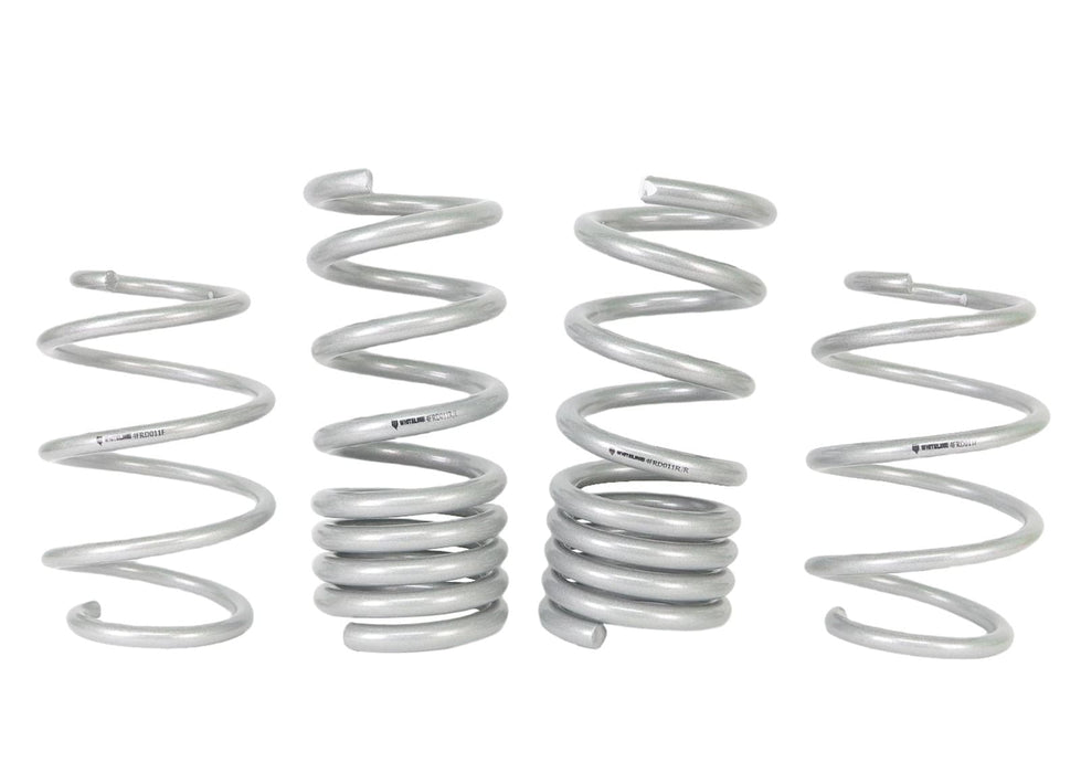 Whiteline Suits 5.0L models with MagneRide excludes GT350 - lowers vehicle approximately 25mm front and rear Front and Rear Coil Springs - Lowered to Suit Ford Mustang S550 FM, FN Autofit