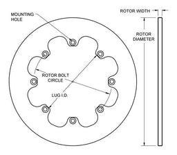 WILWOOD 11.44" Dia, 0.35" Width, .325" Hole Type, 8 x 7.00" Bolt Circle, 6.38 8 Bolt Standard Hole Mount Steel Rotor - Solid WB160-0201 Autofit