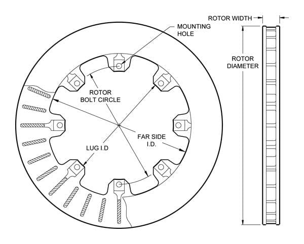 WILWOOD 12.19" Dia, 0.81" Width, .325" Hole Type, 8 x 7.00" Bolt Circle, 6.38 8 Bolt UL Series Straight Vane Rotor - 32 Vane WB160-0277 Autofit
