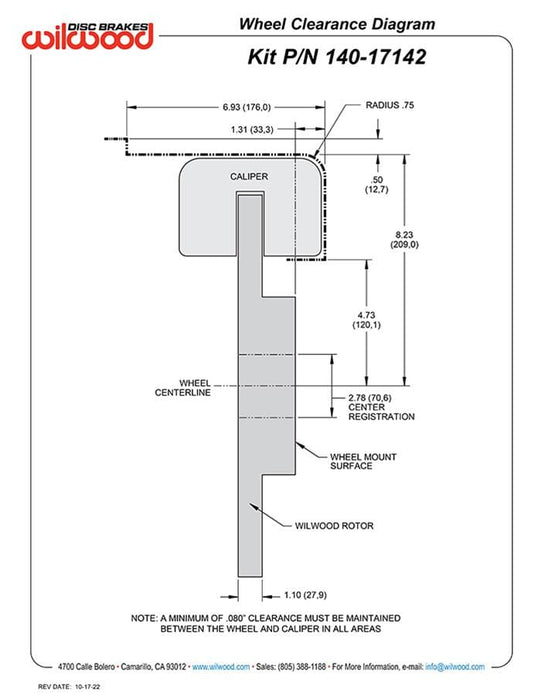 Wilwood Disc Brakes Wilwood AERO4-MC4 Big Brake Rear Parking Brake Kits 140-17142-DR Autofit