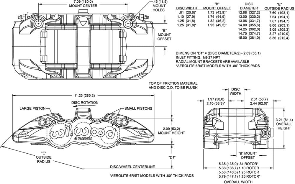 Wilwood Disc Brakes Wilwood AERO6 Radial Mount Calipers 120-16892 Autofit
