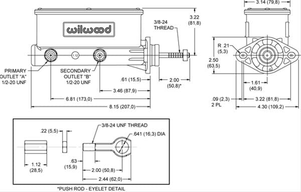 Wilwood Disc Brakes Wilwood Aluminum Master Cylinders 260-14157 Autofit