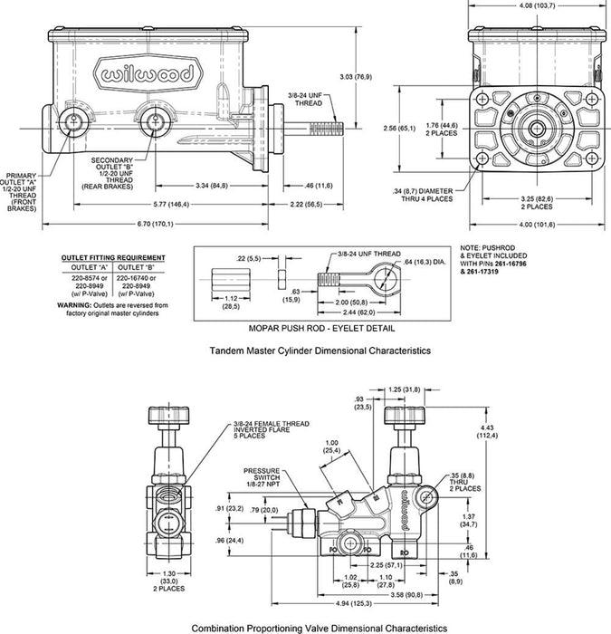 Wilwood Disc Brakes Wilwood Aluminum Master Cylinders 261-16796-BK Autofit