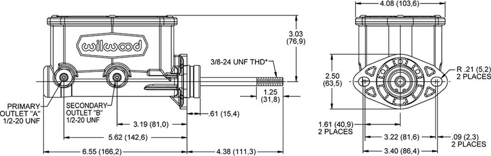 Wilwood Disc Brakes Wilwood Aluminum Tandem Compact Master Cylinders 260-14958-P Autofit