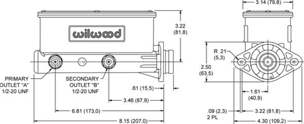 Wilwood Disc Brakes Wilwood Aluminum Tandem Master Cylinders 260-8555 Autofit