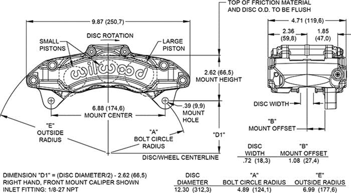 Wilwood Disc Brakes Wilwood AT6 Lug Mount Calipers 120-14851-BK Autofit
