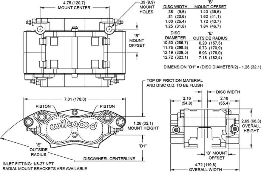 Wilwood Disc Brakes Wilwood Billet Narrow Dynalite Radial Mount Calipers 120-15565-SI Autofit
