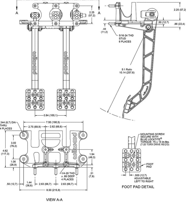 Wilwood Disc Brakes Wilwood Brake/Clutch Pedal Assemblies 340-13835 Autofit