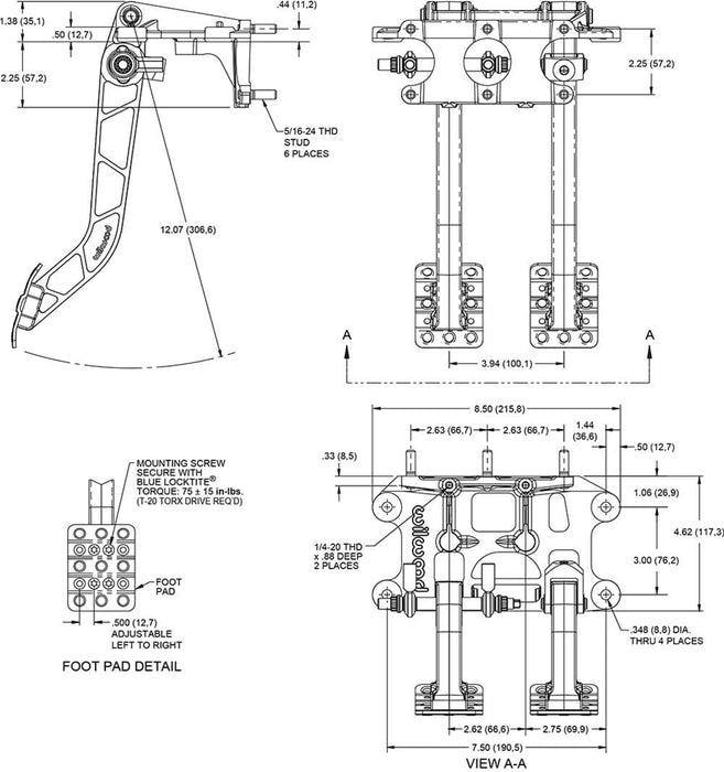 Wilwood Disc Brakes Wilwood Brake/Clutch Pedal Assemblies 340-15072 Autofit