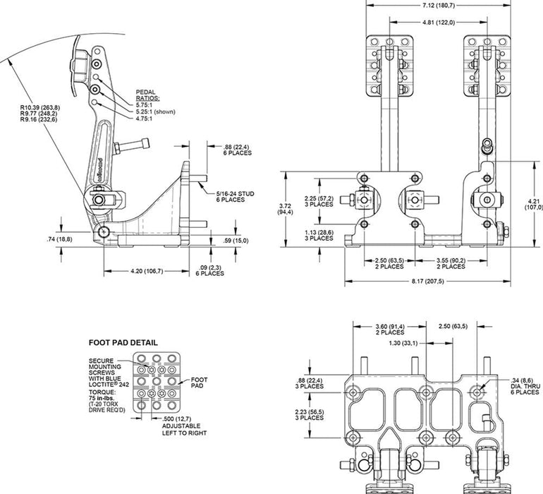 Wilwood Disc Brakes Wilwood Brake/Clutch Pedal Assemblies 340-16606 Autofit