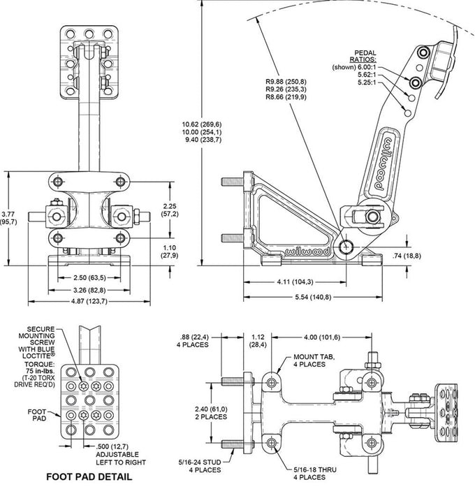 Wilwood Disc Brakes Wilwood Brake Pedal Assemblies 340-16376 Autofit