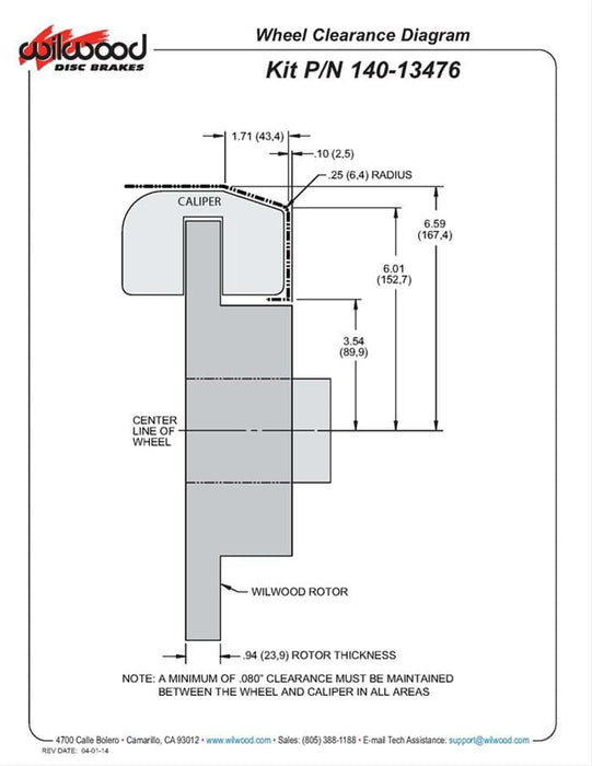 Wilwood Disc Brakes Wilwood Classic Series Dynalite Front Brake Kits 140-13476-D Autofit