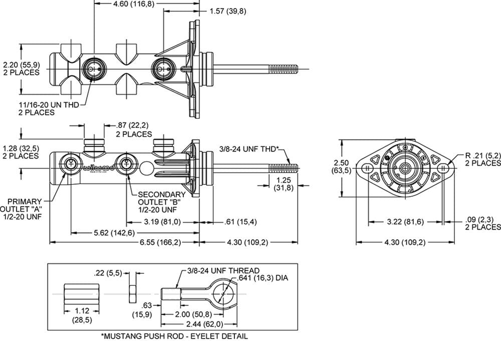 Wilwood Disc Brakes Wilwood Combination Remote Tandem Master Cylinders 260-15491-BK Autofit