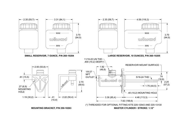 Wilwood Disc Brakes Wilwood Compact Remote Flange Mount Master Cylinders 260-10374 Autofit