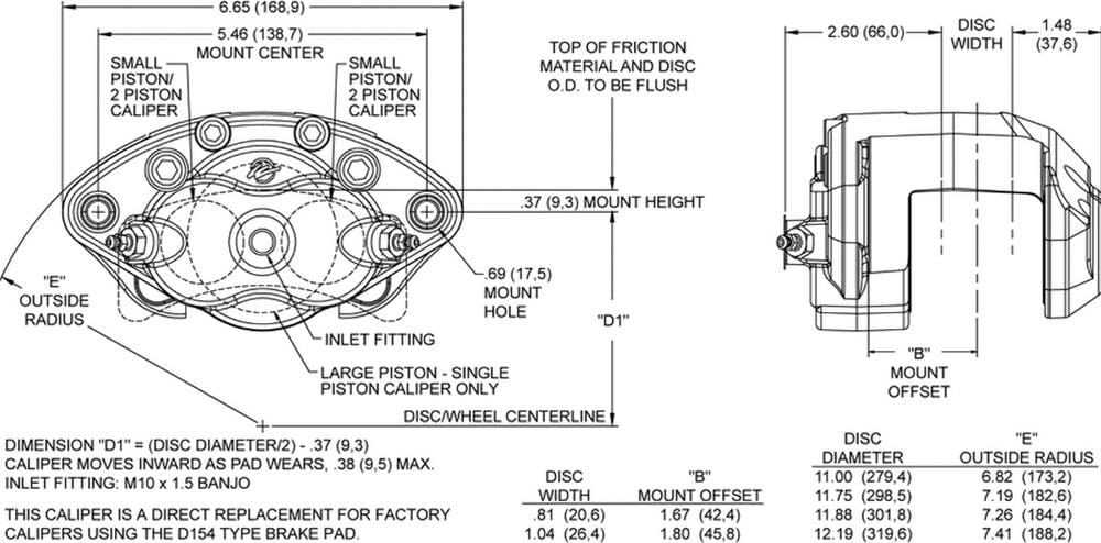 Wilwood Disc Brakes Wilwood D154-DS Single Piston Floater Calipers 120-15796-BK Autofit