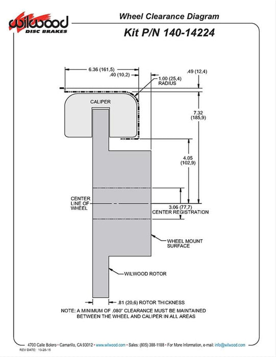Wilwood Disc Brakes Wilwood Forged Dynalite MC4 Rear Parking Brake Kits 140-14224-DR Autofit