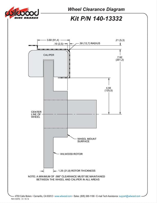 Wilwood Disc Brakes Wilwood Forged Narrow Superlite 4R Big Brake Rear Parking Brake Kits 140-13332 Autofit