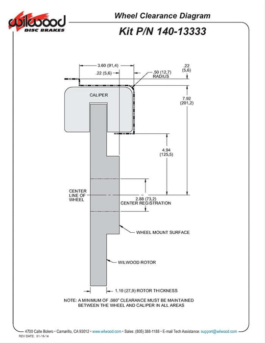 Wilwood Disc Brakes Wilwood Forged Narrow Superlite 4R Big Brake Rear Parking Brake Kits 140-13333 Autofit