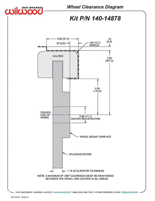 Wilwood Disc Brakes Wilwood Forged Narrow Superlite 4R Big Brake Rear Parking Brake Kits 140-14878-R Autofit