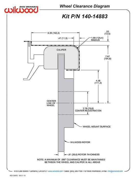 Wilwood Disc Brakes Wilwood Forged Narrow Superlite 4R-MC4 Big Brake Rear Parking Brake Kits 140-14883-D Autofit