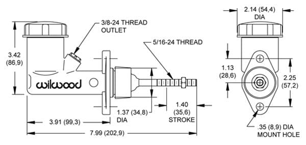 Wilwood Disc Brakes Wilwood Integral Reservoir Compact Master Cylinders 260-2636 Autofit