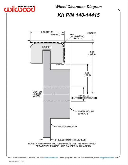 Wilwood Disc Brakes Wilwood MC4 Pro Street Parking Brake Upgrade Kits 140-14415 Autofit