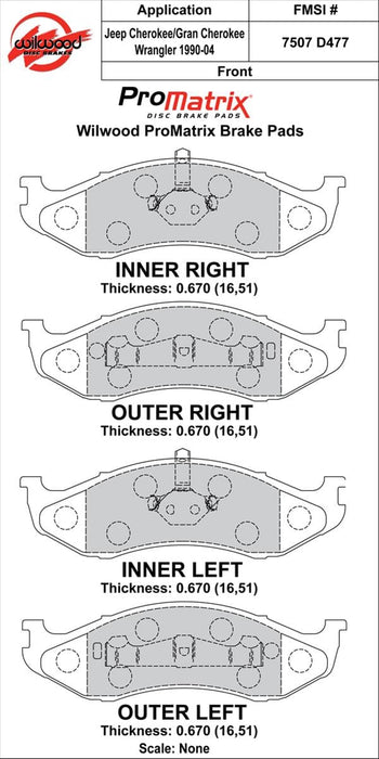 Wilwood Disc Brakes Wilwood ProMatrix Brake Pads 150-D0477K Autofit