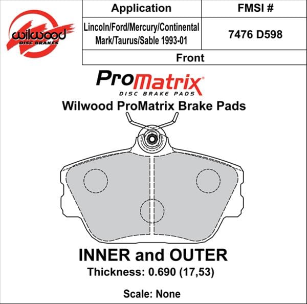 Wilwood Disc Brakes Wilwood ProMatrix Brake Pads 150-D0598K Autofit