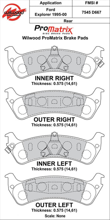 Wilwood Disc Brakes Wilwood ProMatrix Brake Pads 150-D0667K Autofit