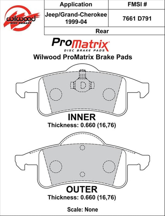 Wilwood Disc Brakes Wilwood ProMatrix Brake Pads 150-D0791K Autofit