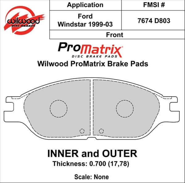 Wilwood Disc Brakes Wilwood ProMatrix Brake Pads 150-D0803K Autofit