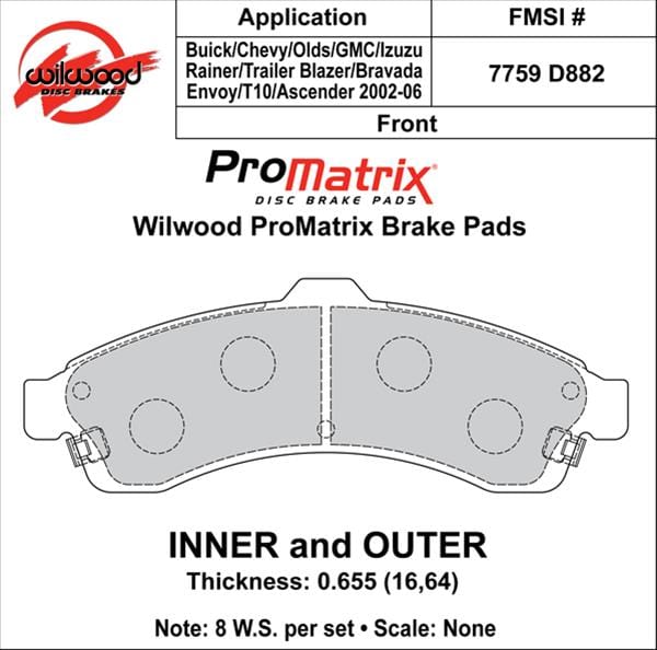 Wilwood Disc Brakes Wilwood ProMatrix Brake Pads 150-D0882K Autofit