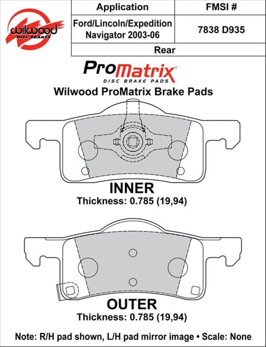 Wilwood Disc Brakes Wilwood ProMatrix Brake Pads 150-D0935K Autofit