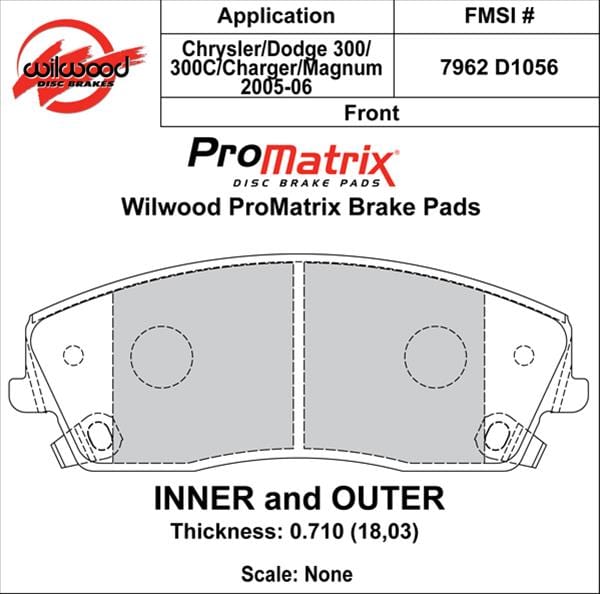 Wilwood Disc Brakes Wilwood ProMatrix Brake Pads 150-D1056K Autofit