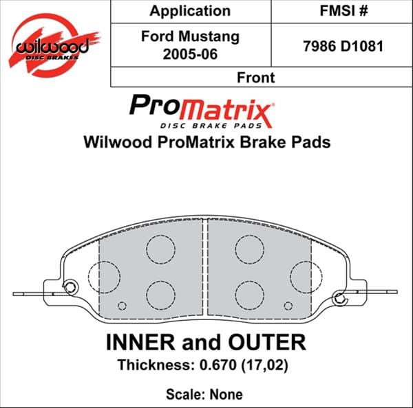 Wilwood Disc Brakes Wilwood ProMatrix Brake Pads 150-D1081K Autofit