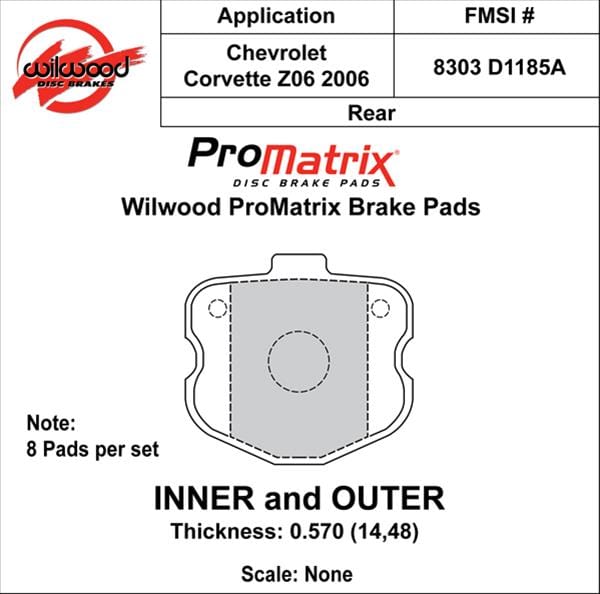 Wilwood Disc Brakes Wilwood ProMatrix Brake Pads 150-D1185AK Autofit