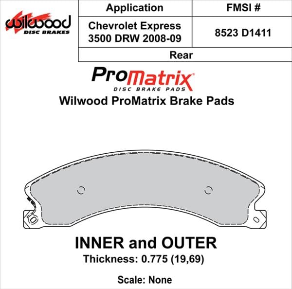 Wilwood Disc Brakes Wilwood ProMatrix Brake Pads 150-D1411K Autofit