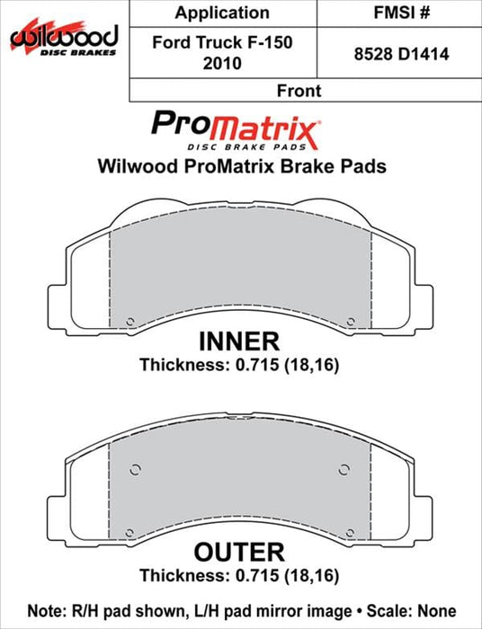 Wilwood Disc Brakes Wilwood ProMatrix Brake Pads 150-D1414K Autofit