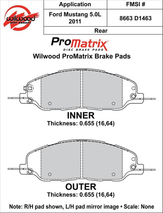 Wilwood Disc Brakes Wilwood ProMatrix Brake Pads 150-D1463K Autofit
