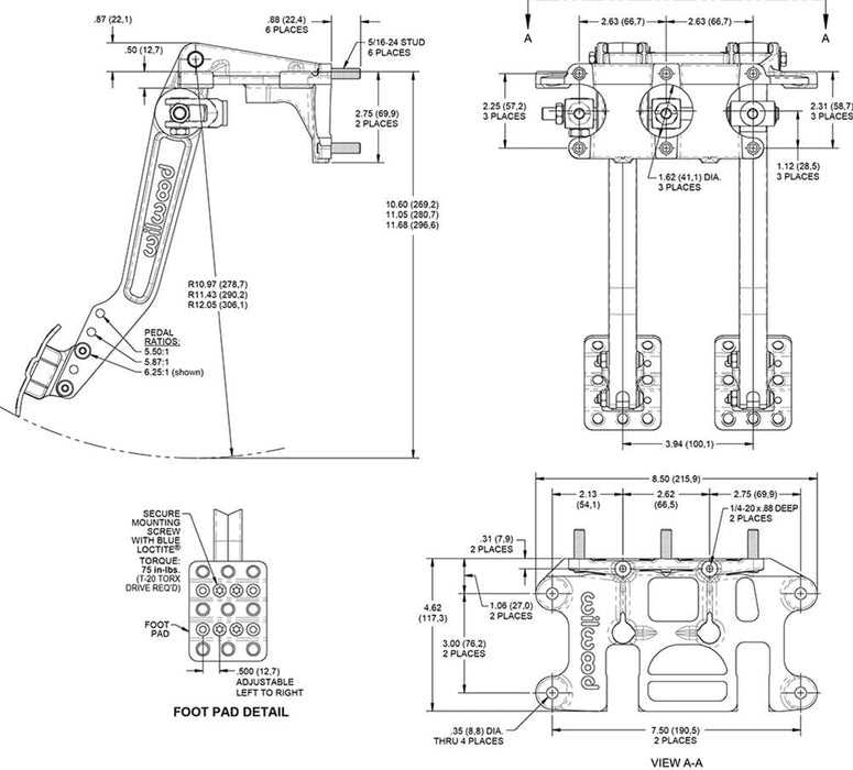 Wilwood Disc Brakes Wilwood Swing Mount Pedal Assemblies 340-16382 Autofit